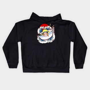 Anime Ramen Bowl Japanese Waves Kids Hoodie